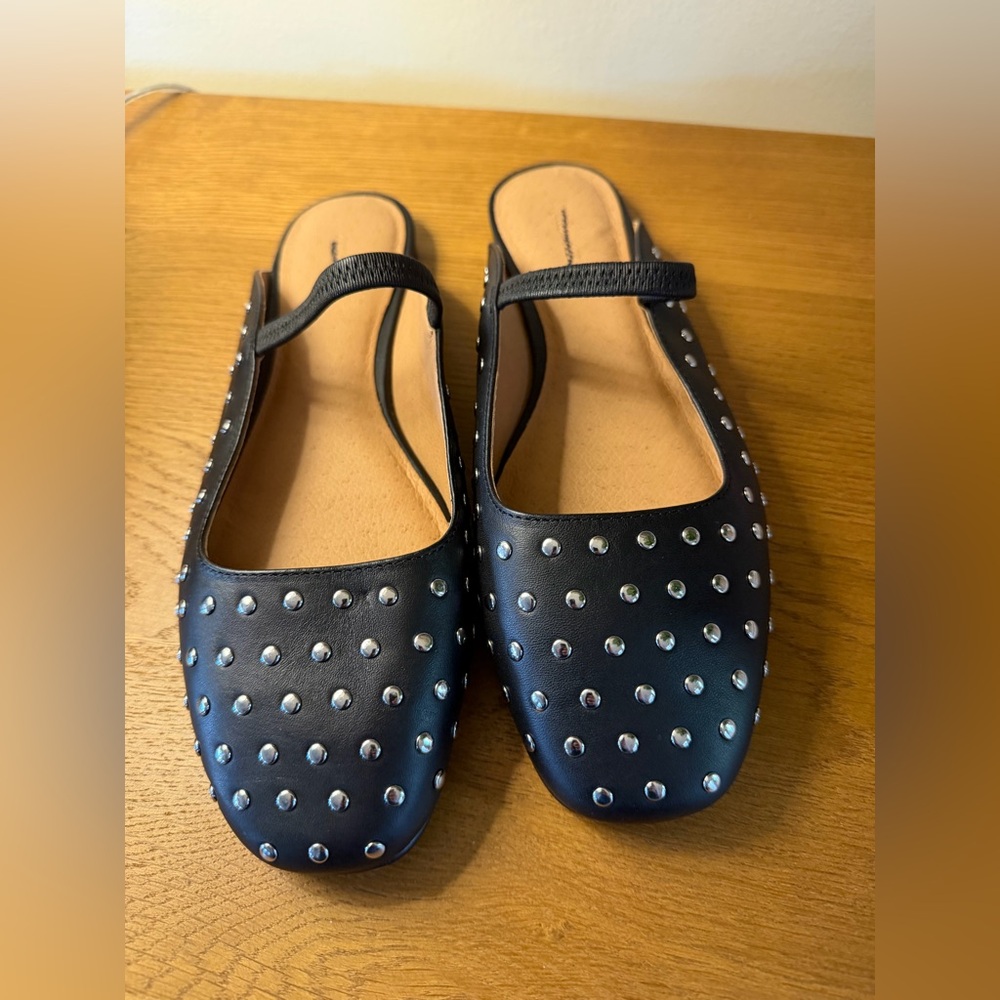 Madewell Greta Ballet Flat Mules 9 NWT Black Leather Stud Mary Jane NW207 - Picture 3 of 4